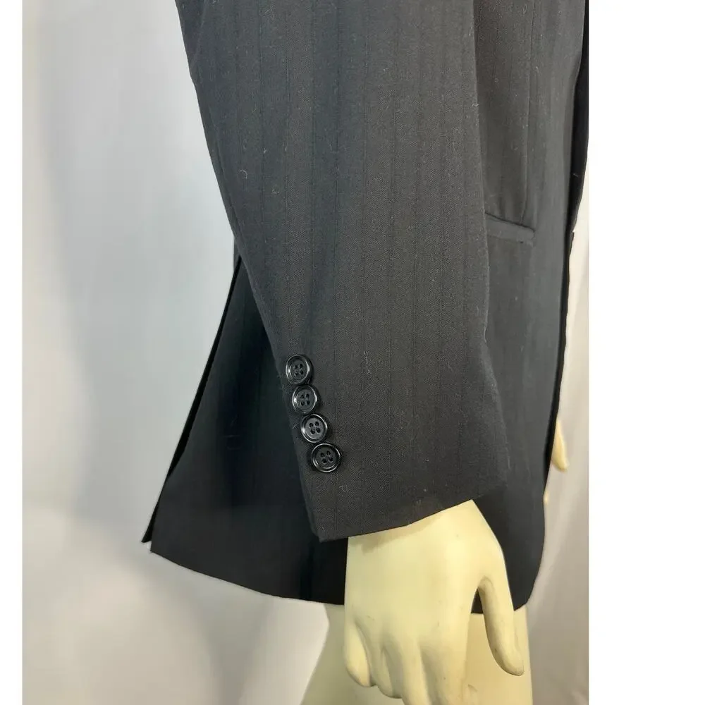 Demantie Super 150's Sport Coat Blazer hand tailored black size S/36 W/30